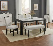 Jules Marble-Look Dining Set with Upholstered Chairs
