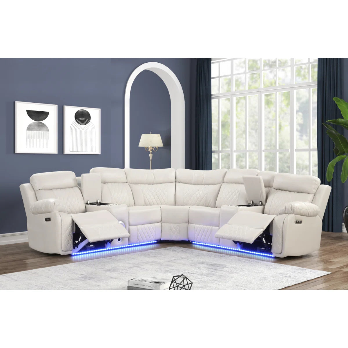 Lacrosse Power Reclining Sectional with LED Lights & Bluetooth Speakers