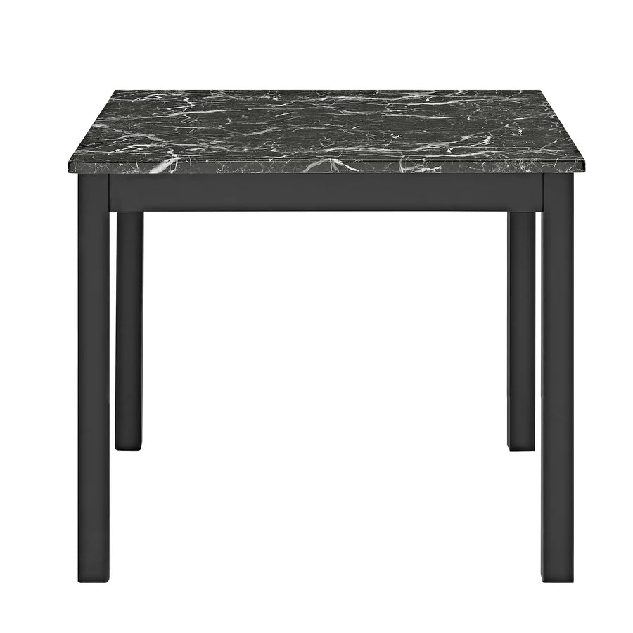 Lennon All-Black 5-Piece Counter Height Dining Set with Faux Marble Top & Velvet Chairs | Modern Glam Dining