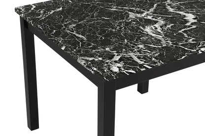 Lennon All-Black 5-Piece Counter Height Dining Set with Faux Marble Top & Velvet Chairs | Modern Glam Dining