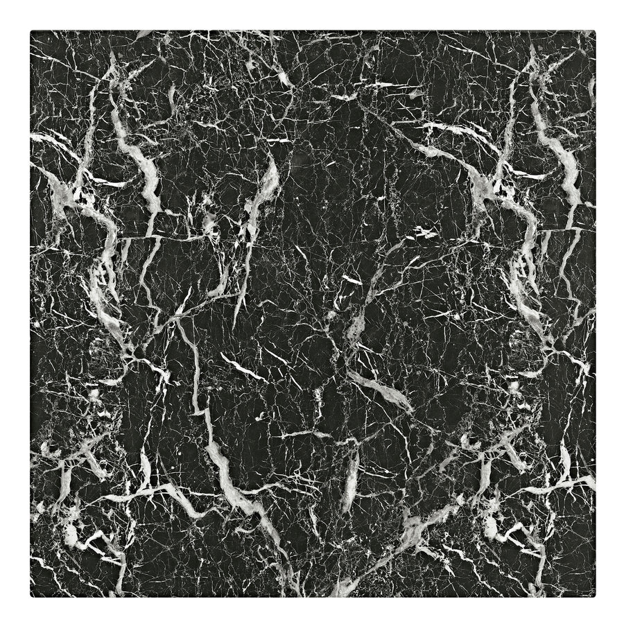 Lennon All-Black 5-Piece Counter Height Dining Set with Faux Marble Top & Velvet Chairs | Modern Glam Dining