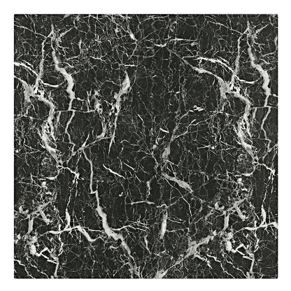 Lennon All-Black 5-Piece Counter Height Dining Set with Faux Marble Top & Velvet Chairs | Modern Glam Dining