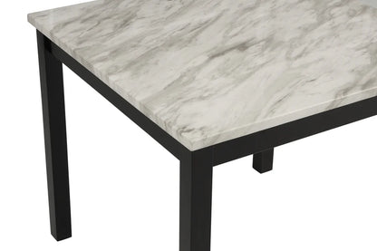 Lennon 5-Piece Counter Height Dining Set with Faux Marble Tabletop & Leather Upholstered Chairs | Contemporary Dining Style