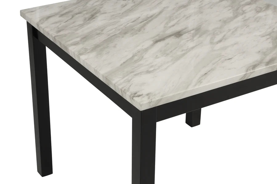 Lennon 5-Piece Counter Height Dining Set with Faux Marble Top & Black Velvet Chairs | Modern Glam Dining