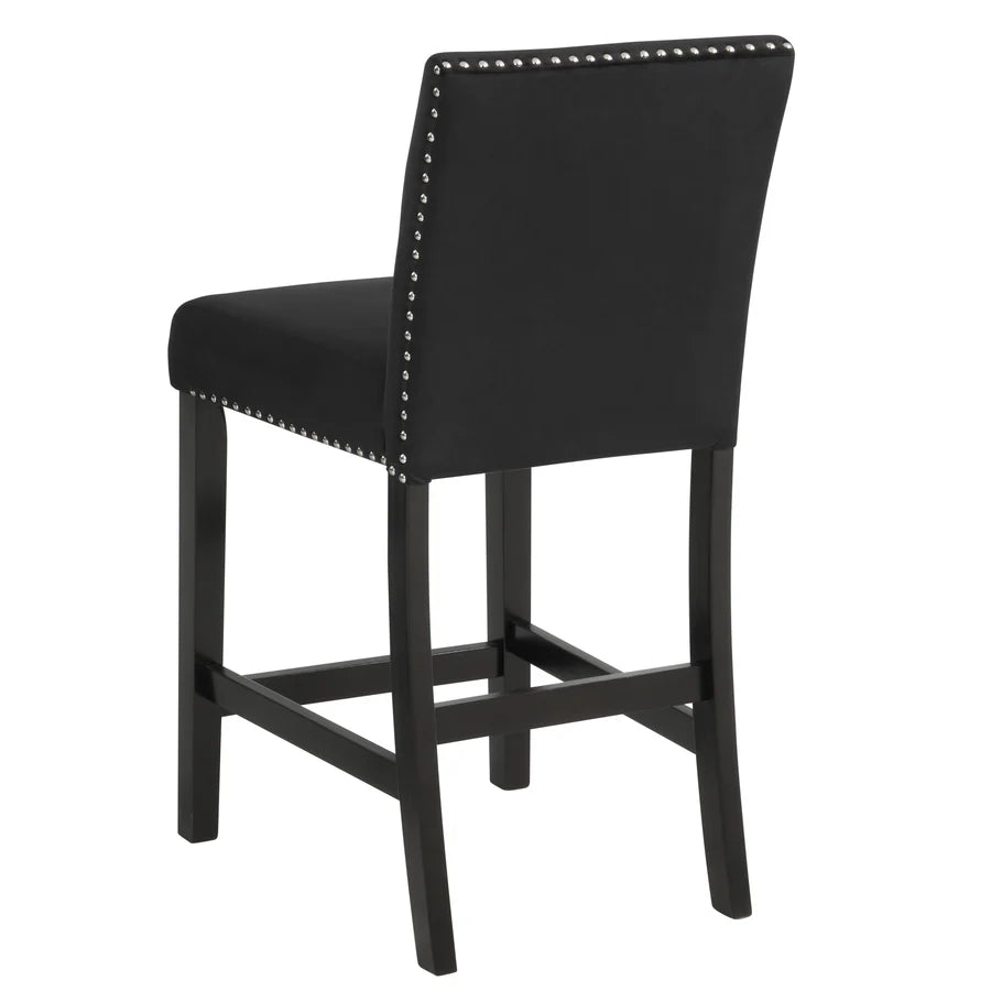 Lennon 5-Piece Counter Height Dining Set with Faux Marble Top & Black Velvet Chairs | Modern Glam Dining