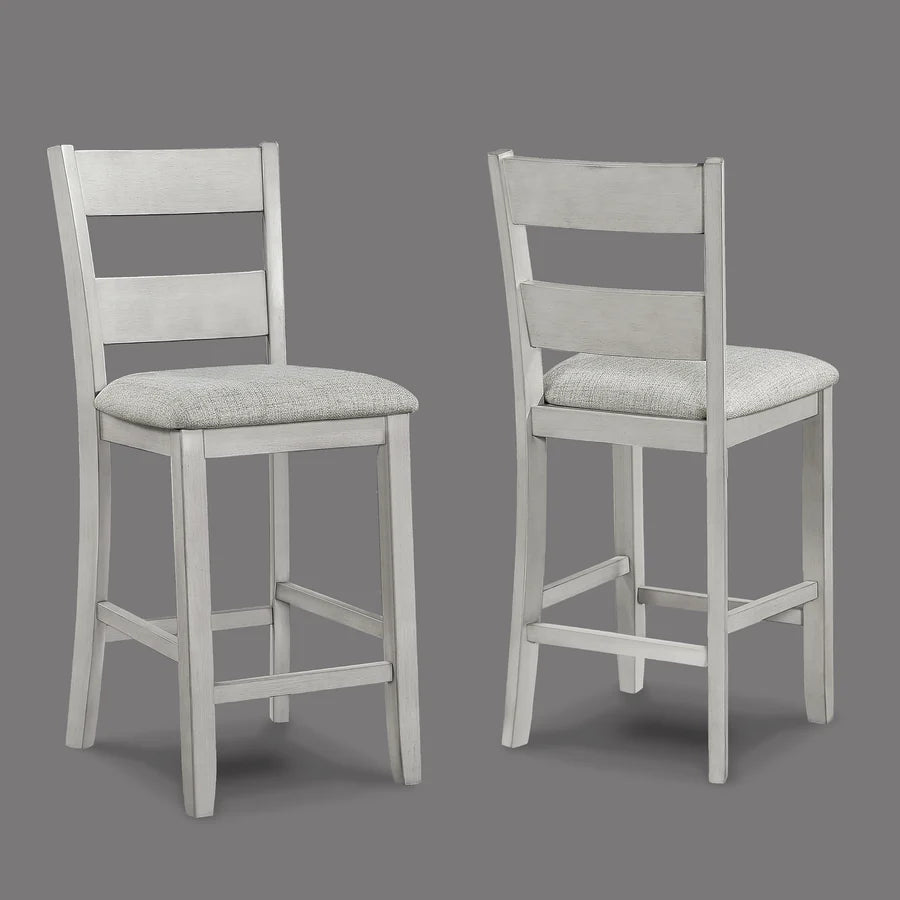 Lester Driftwood 5-Piece Counter Height Dining Set with Upholstered Stools | Modern Casual Dining