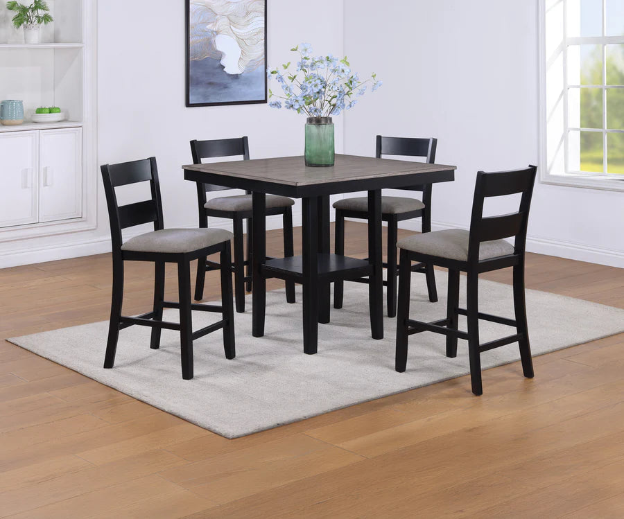Lester Light Grey 5-Piece Counter Height Dining Set with Upholstered Stools | Modern Casual Dining