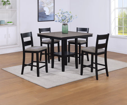 Lester Light Grey 5-Piece Counter Height Dining Set with Upholstered Stools | Modern Casual Dining