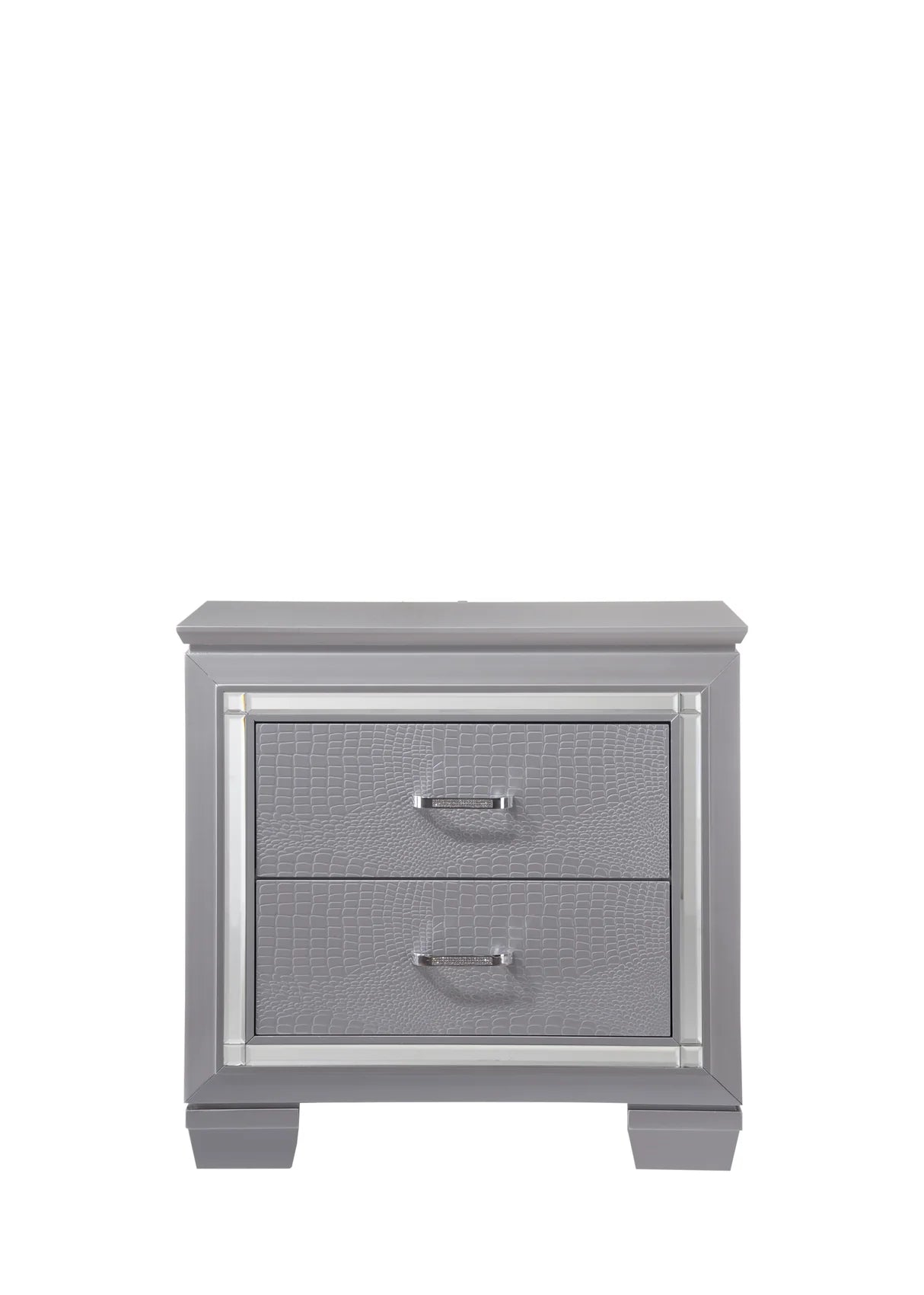 Lillian Silver Upholstered Bedroom Set with LED Headboard