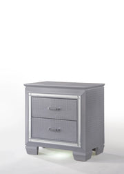 Lillian Silver Mirrored Nightstand with Two Drawers