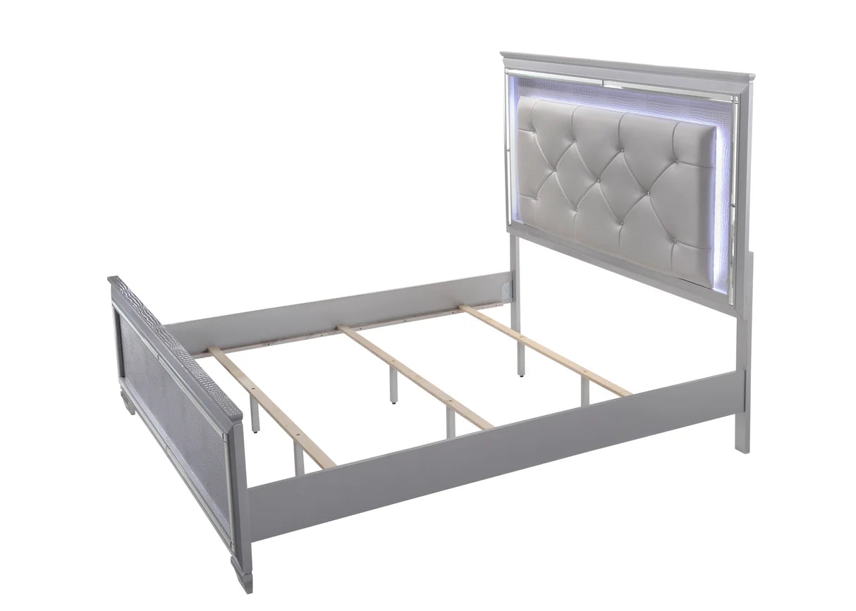 Lillian Upholstered Platform Bed with LED Headboard