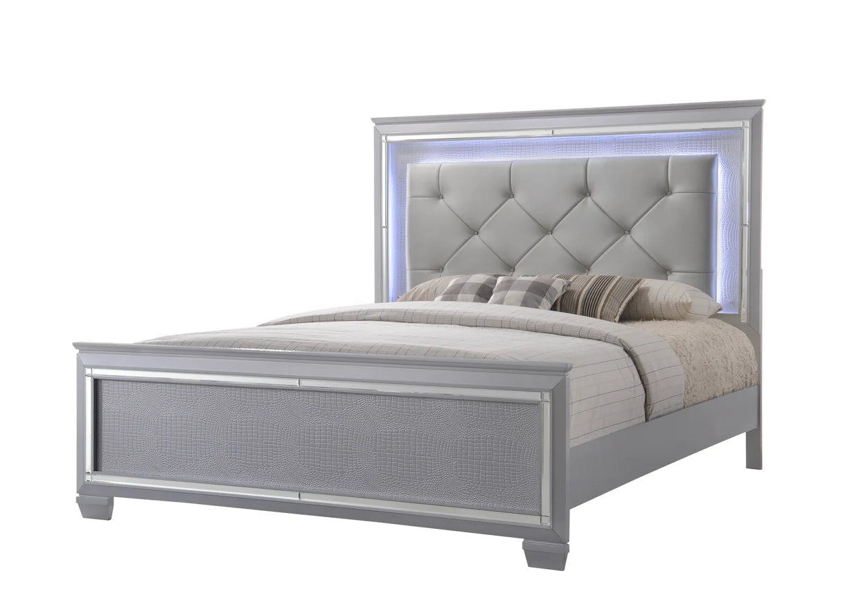 Lillian Upholstered Platform Bed with LED Headboard