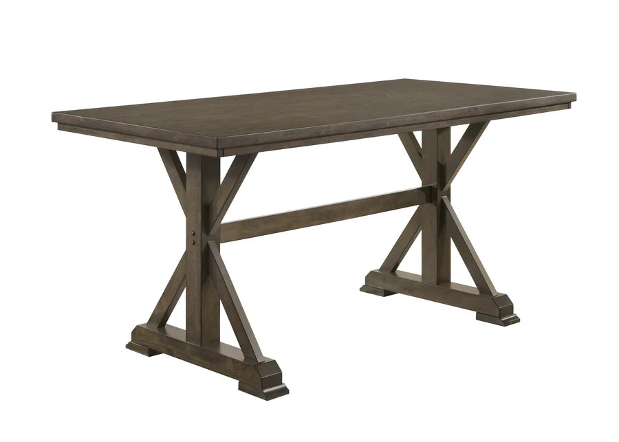 Wooden table with X-shaped legs on a white background