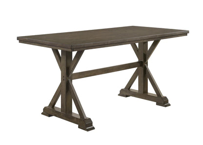 Wooden table with X-shaped legs on a white background
