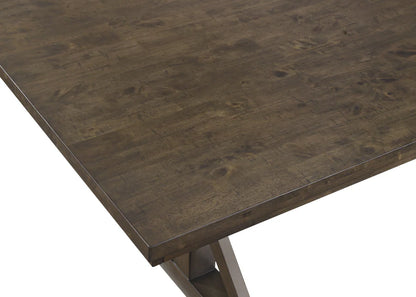 Close-up of a wooden table with a dark brown finish on a white background