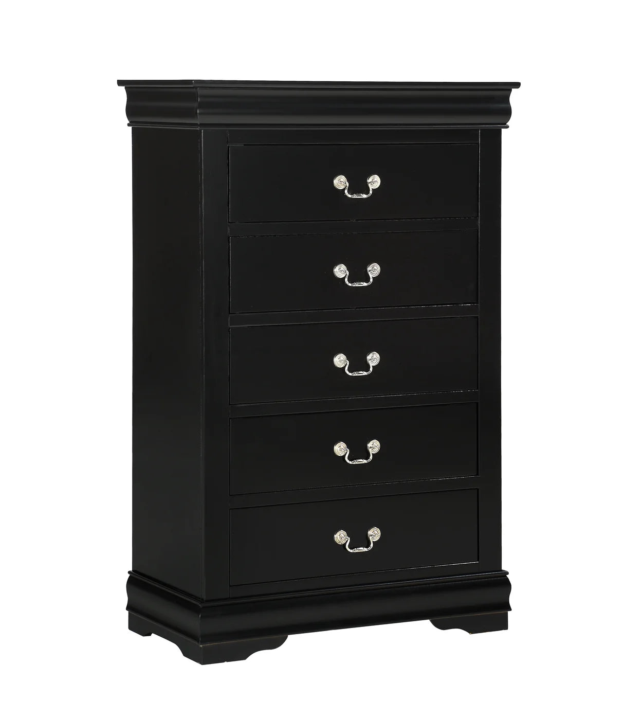 Louis Black Sleigh-Style 5-Drawer Chest