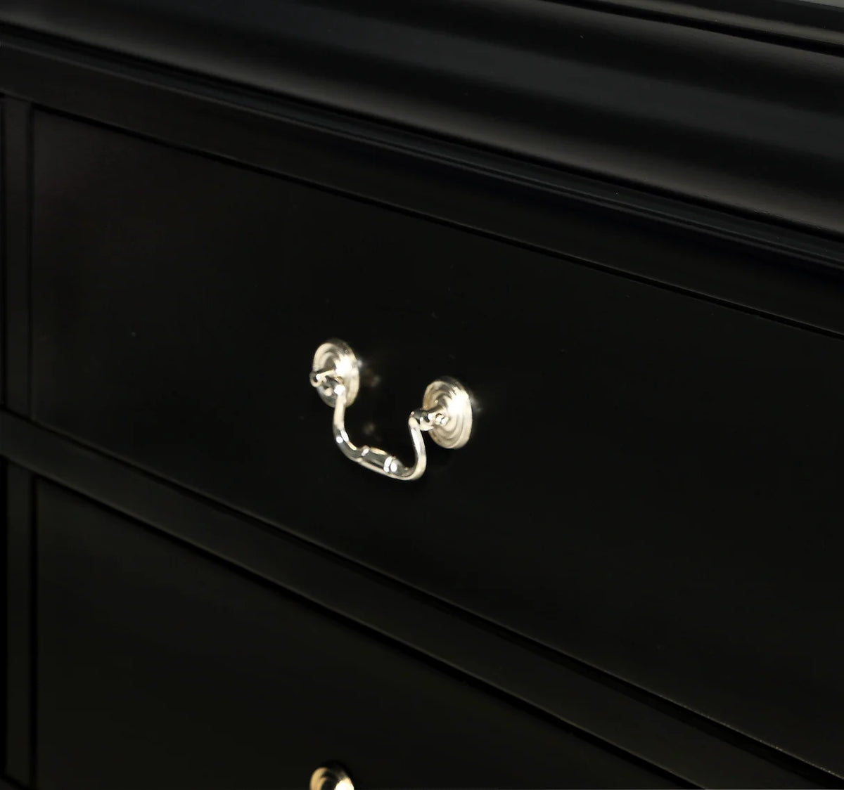 Louis Black Sleigh-Style 5-Drawer Chest