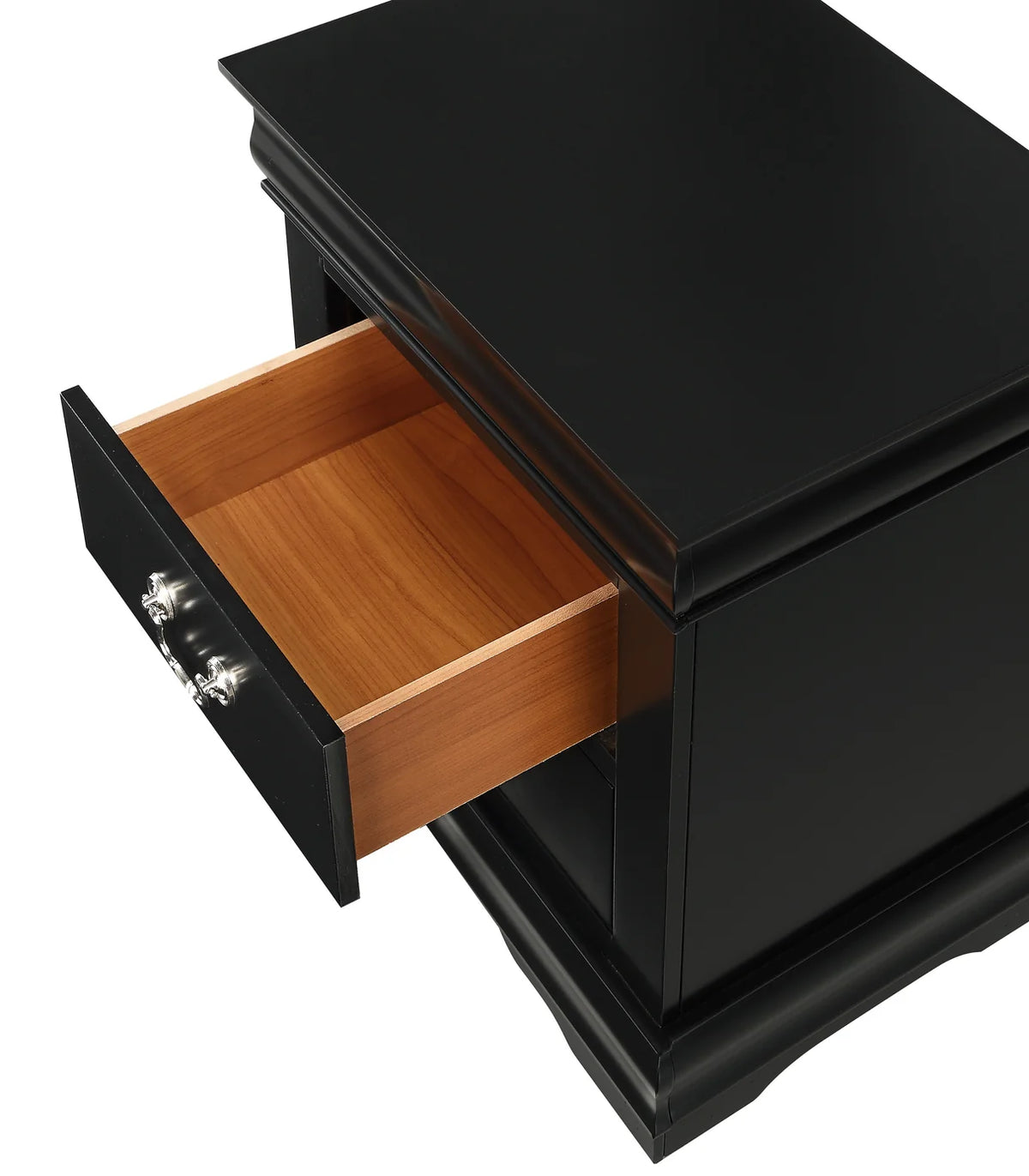 Louis Black Sleigh-Style Nightstand