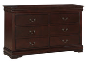 Louis Cherry Wood 6-Drawer Dresser
