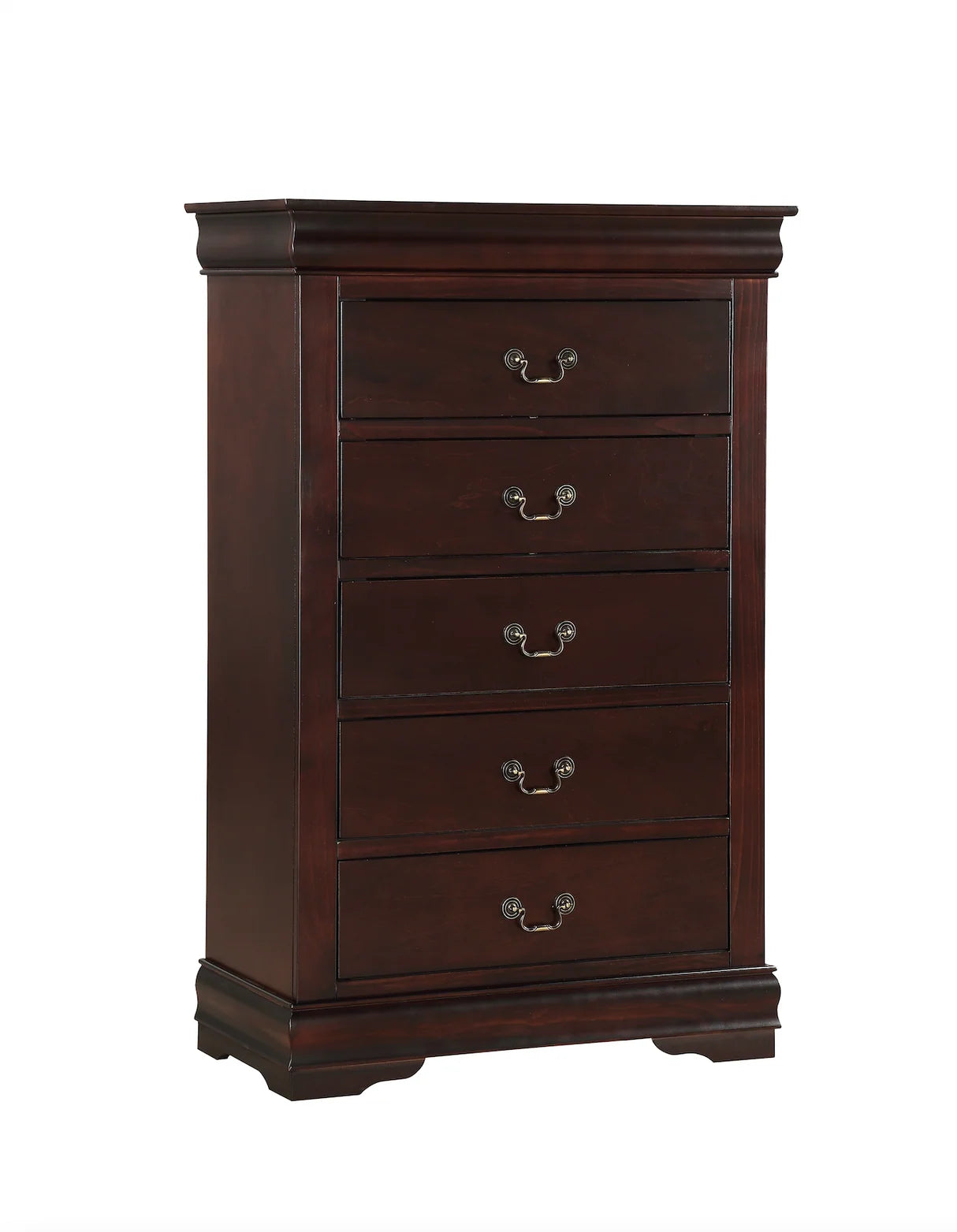 Louis Cherry Finish 5-Drawer Chest
