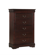 Louis Cherry Finish 5-Drawer Chest