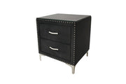 Lucinda Black Tufted Nightstand with Nailhead Trim