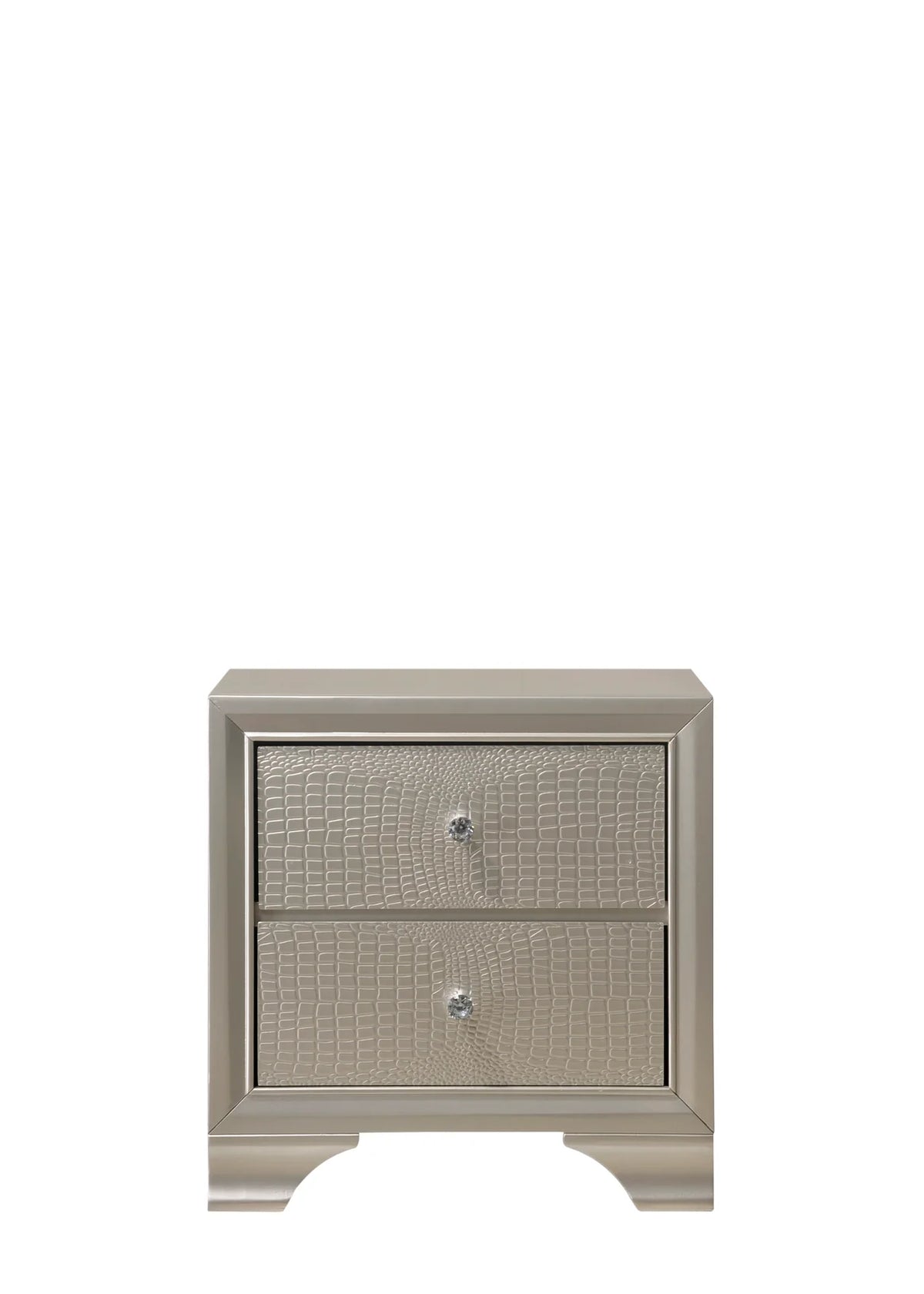Lyssa Champagne Nightstand with Textured Drawer Fronts