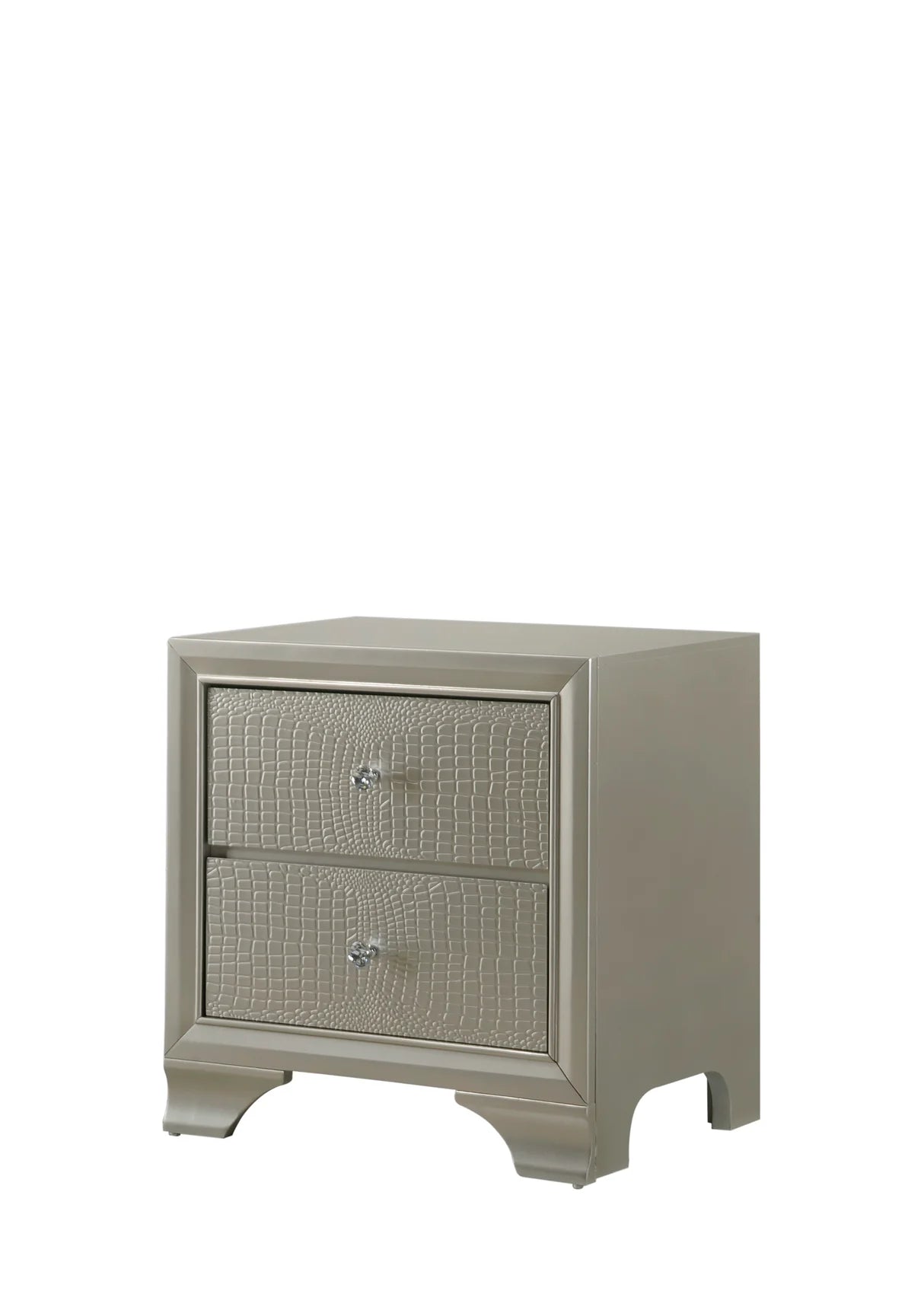 Lyssa Champagne Nightstand with Textured Drawer Fronts