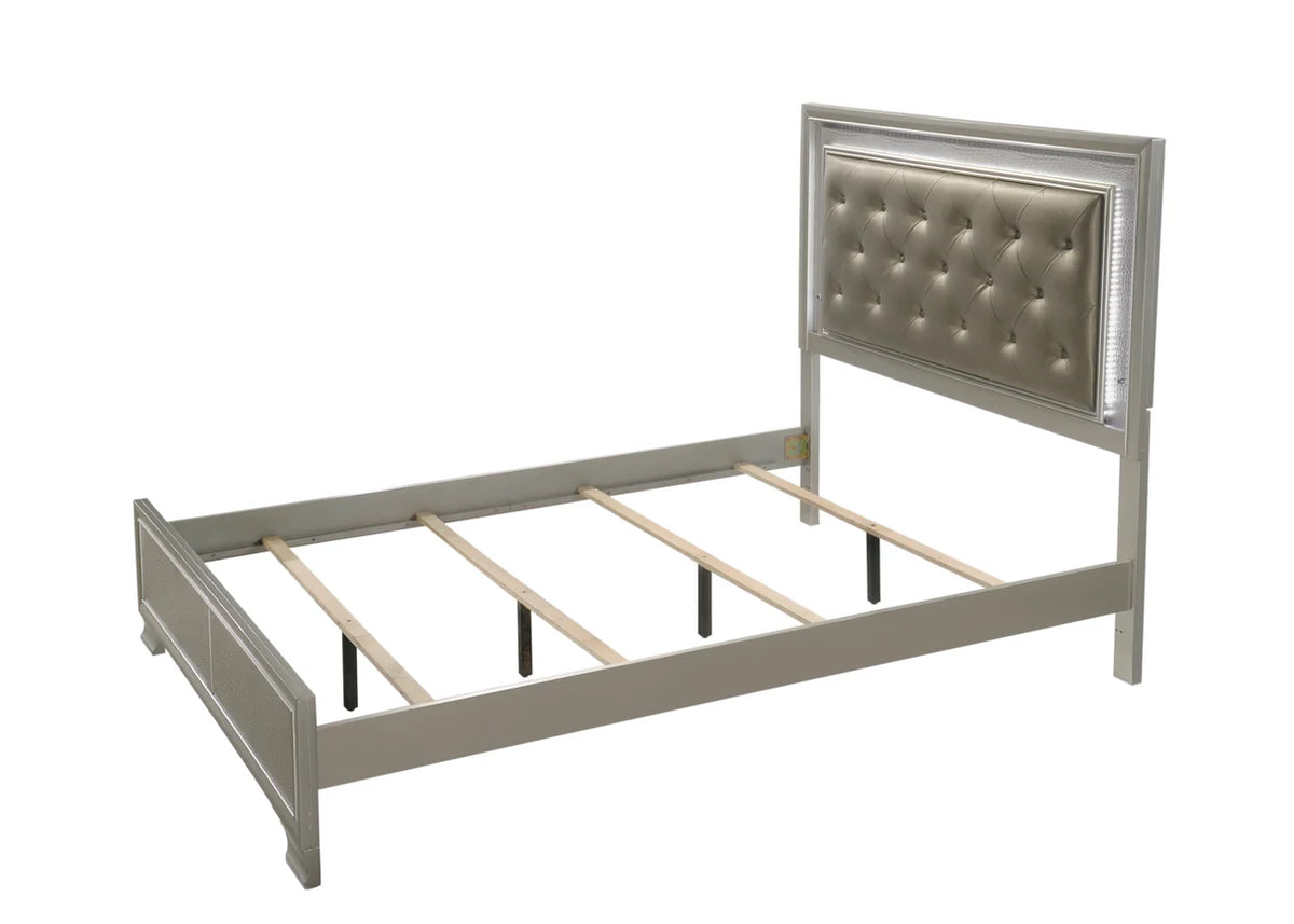 Lyssa Champagne Bed with LED Headboard