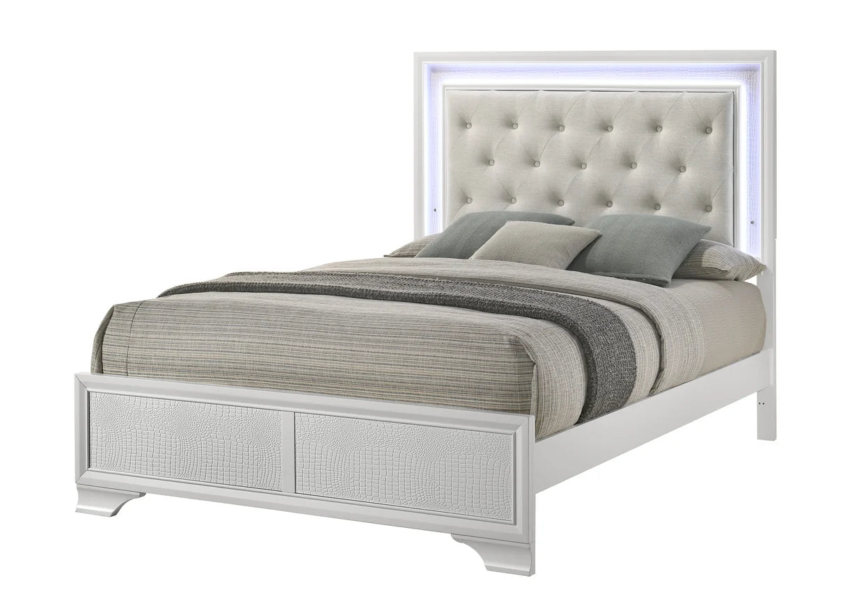 Lyssa Frost Upholstered Bed with LED Headboard