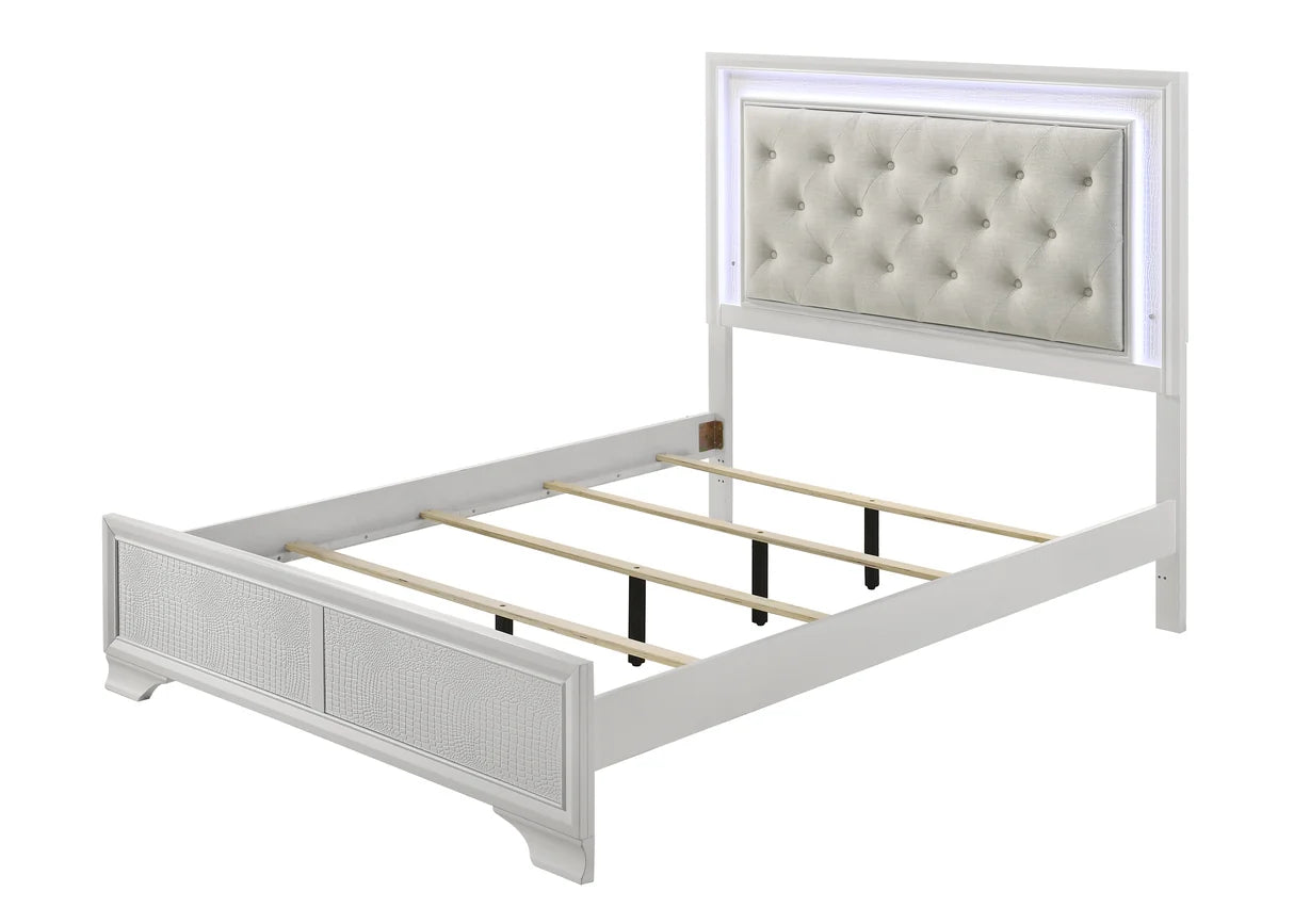 Lyssa Frost Upholstered Bed with LED Headboard
