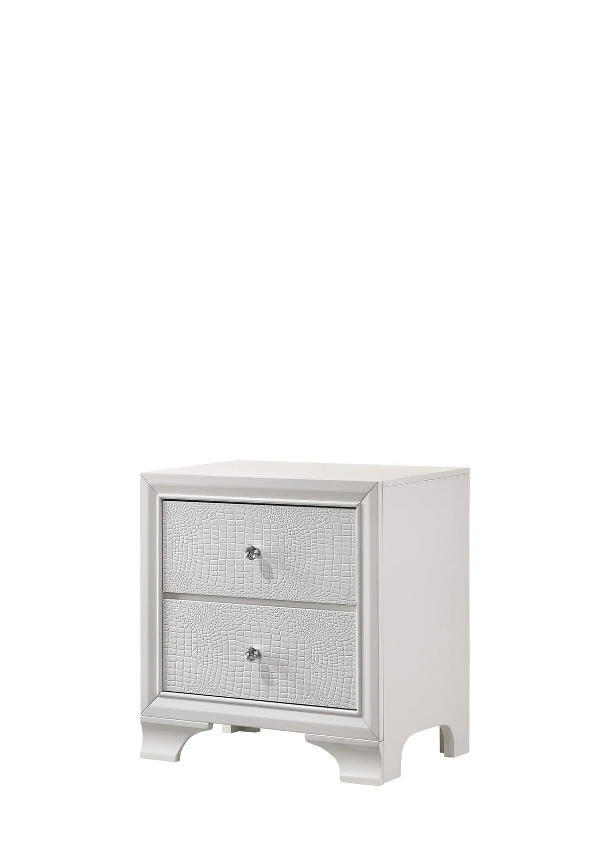 Lyssa Frost White Nightstand with Crystal-Style Pulls