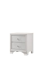 Lyssa Frost White Nightstand with Crystal-Style Pulls