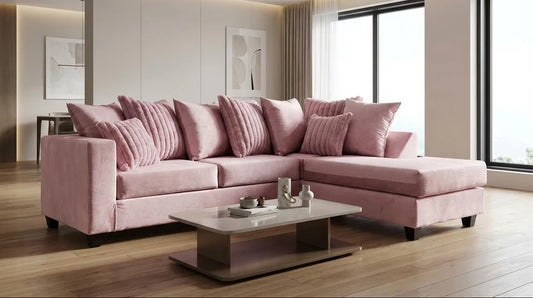 Kora Fabric Sectional Sofa | Pink, Blue, Beige, Gray & More