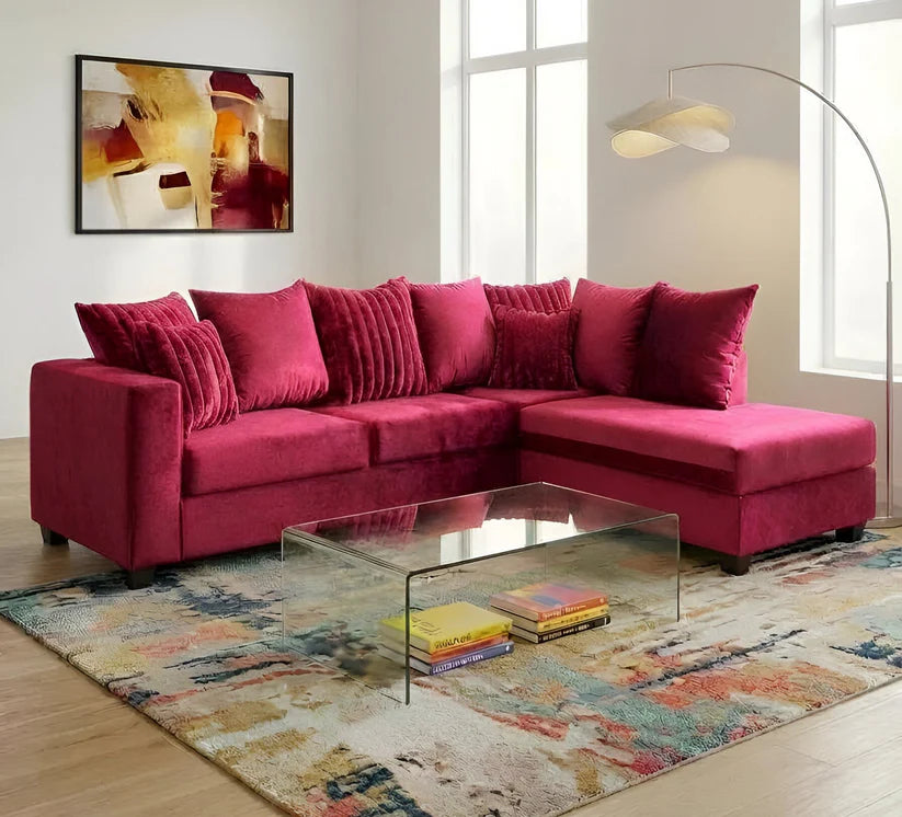 Kora Fabric Sectional Sofa | Pink, Blue, Beige, Gray & More