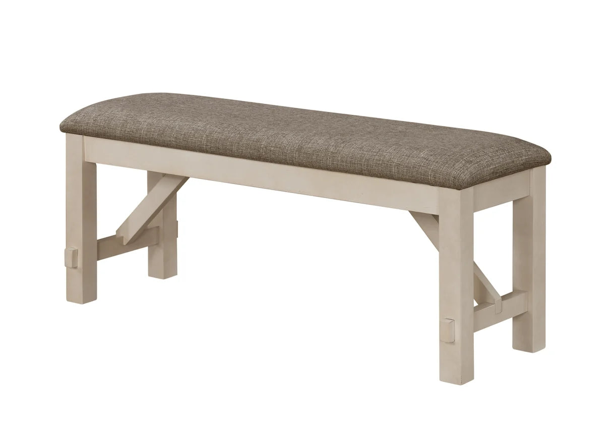 Maribelle Chalk-Grey Trestle Dining Set with Upholstered Seating