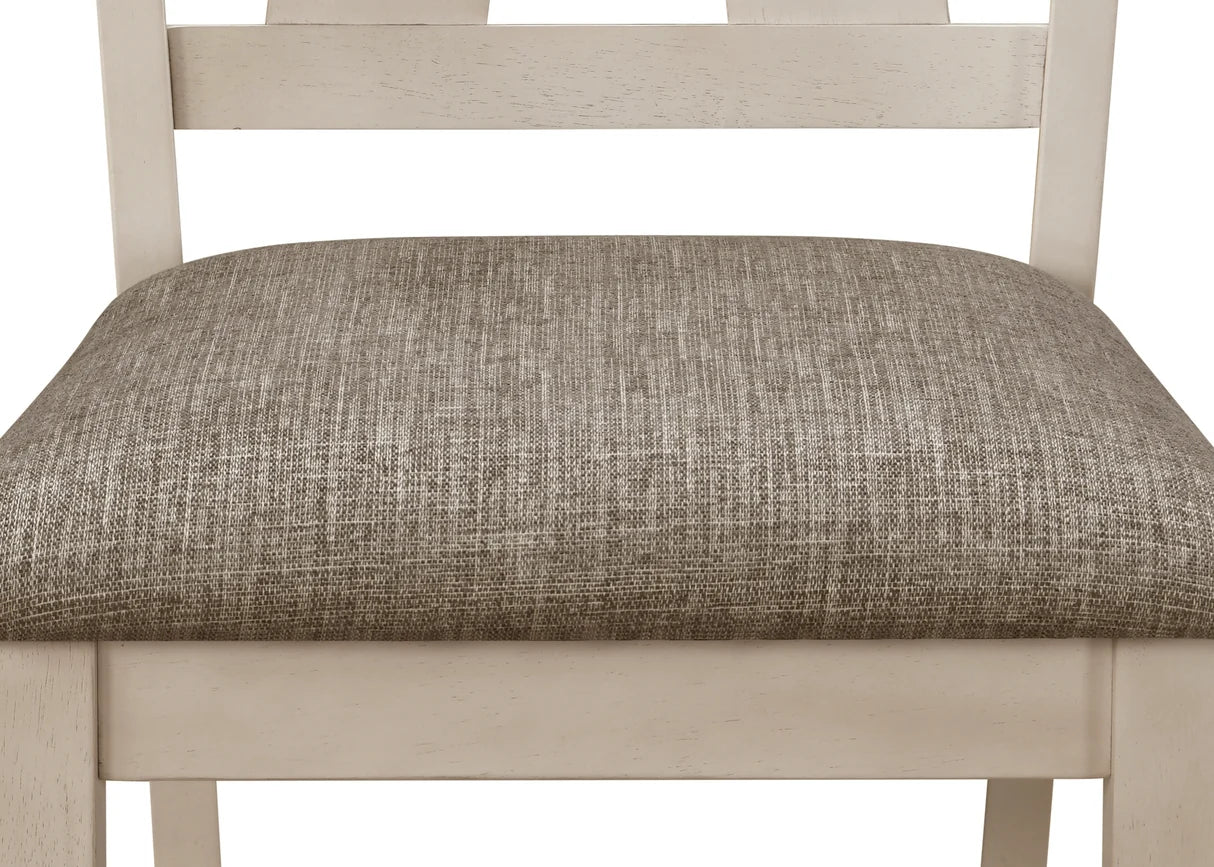 Maribelle Chalk-Grey Trestle Dining Set with Upholstered Seating