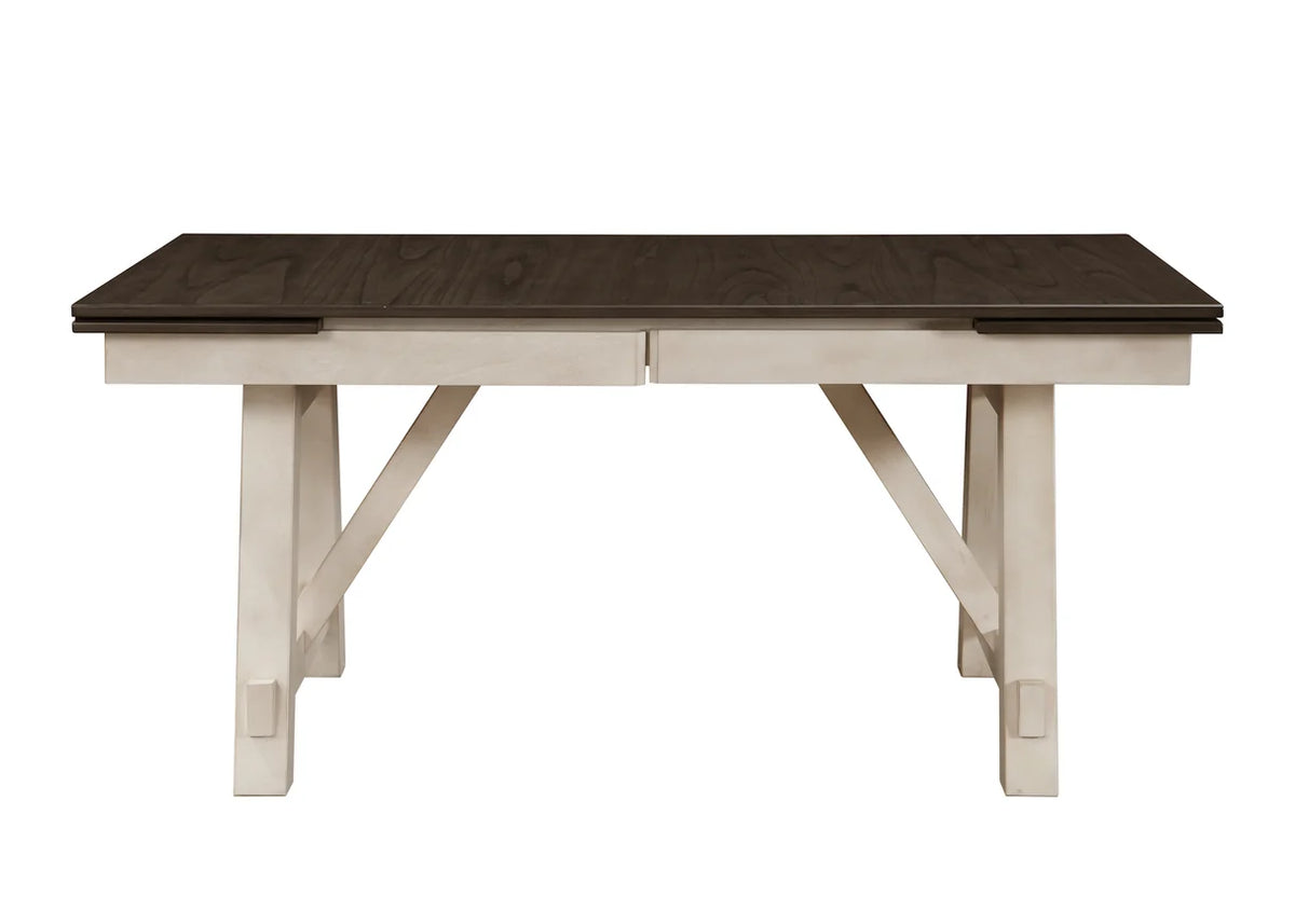 Maribelle Chalk-Grey Trestle Dining Set with Upholstered Seating