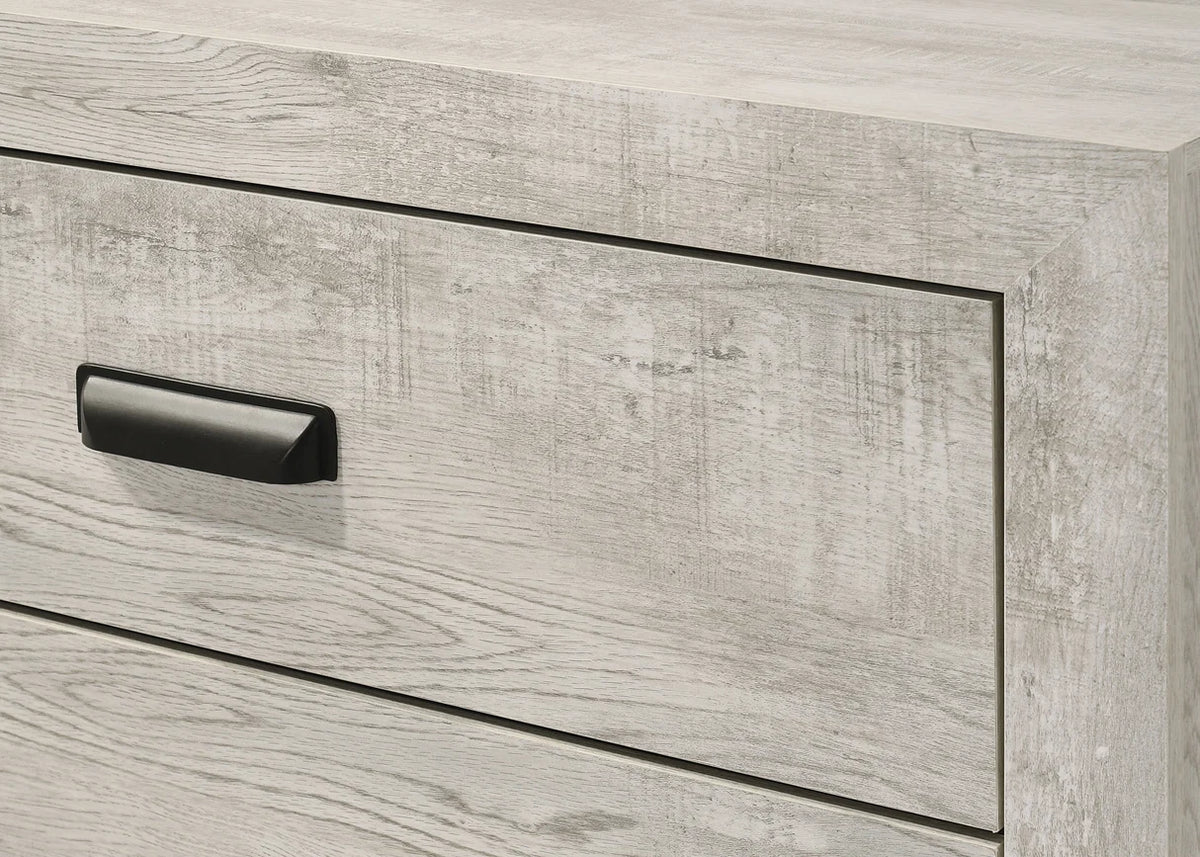 Millie Whitewashed Wood-Look Panel Bedroom Set