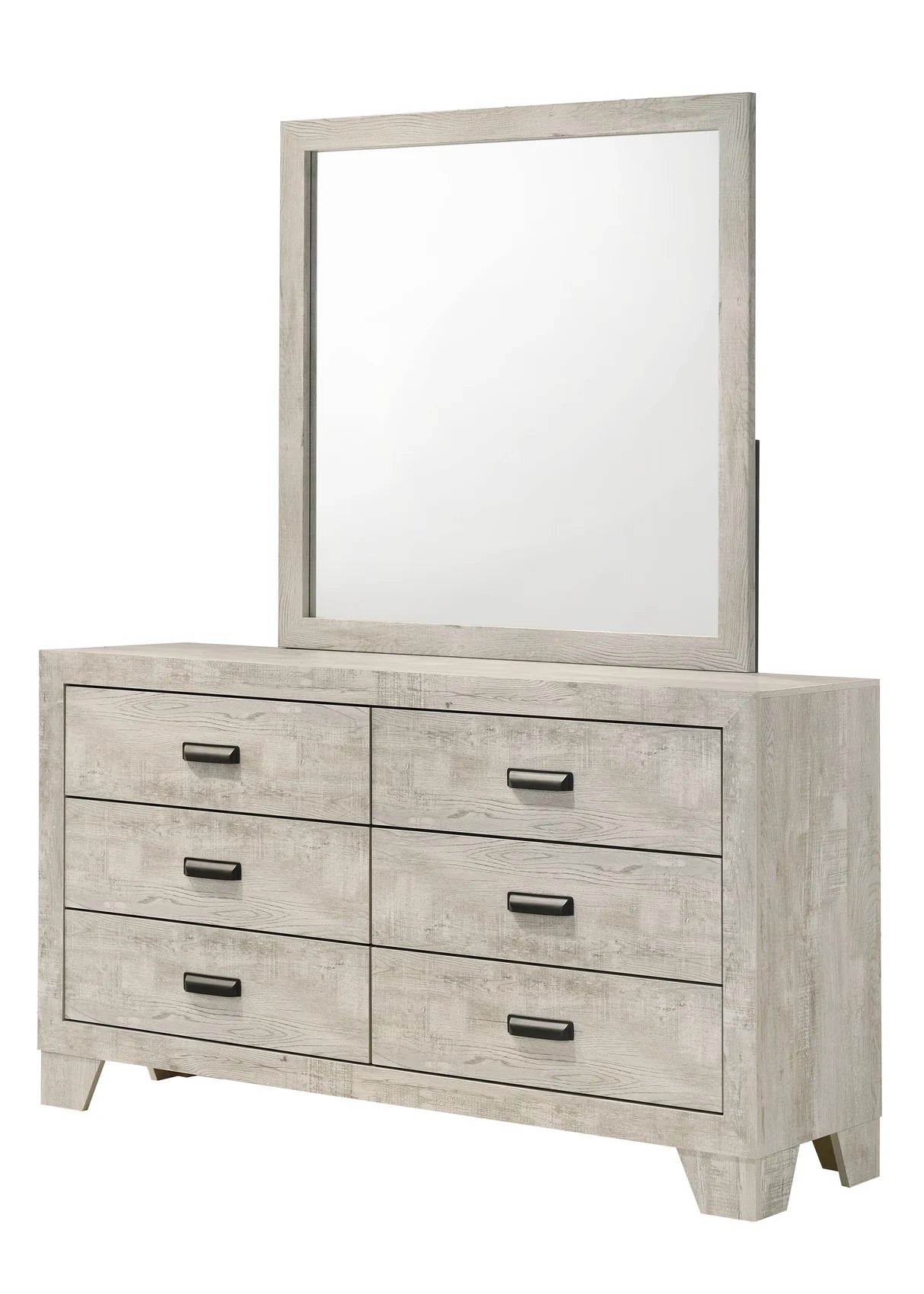 Millie Whitewashed Wood-Look Panel Bedroom Set