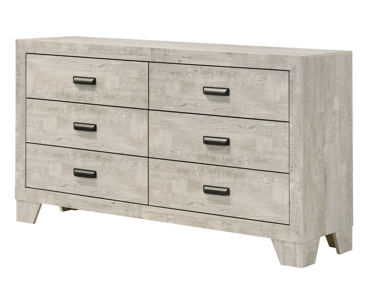 Millie Whitewashed Wood-Look Panel Bedroom Set