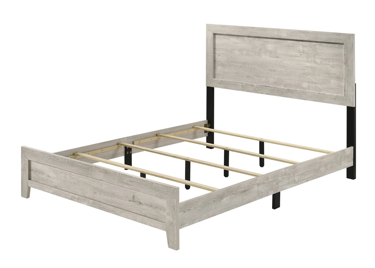 Millie Whitewashed Panel Bed