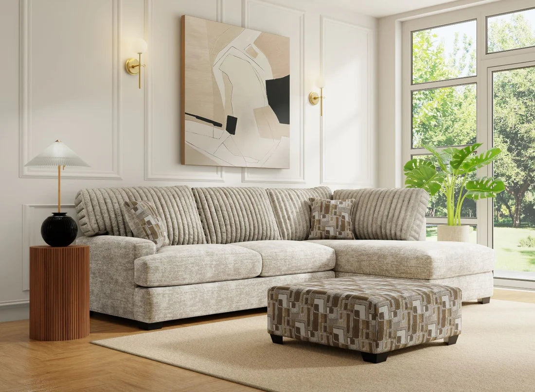 Cream Comfort fabric sectional sofa modern design