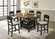 Oakly Counter Height Dining Set with Drop Leaves & Lazy Susan | Two-Tone Contemporary Dining