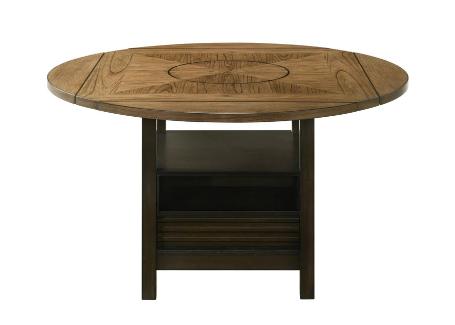 Oakly Counter Height Dining Set with Drop Leaves & Lazy Susan | Two-Tone Contemporary Dining