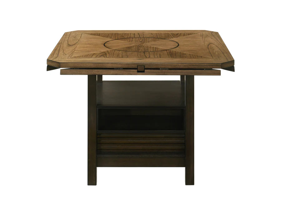 Oakly Counter Height Dining Set with Drop Leaves & Lazy Susan | Two-Tone Contemporary Dining