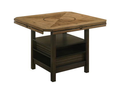 Oakly Counter Height Dining Set with Drop Leaves & Lazy Susan | Two-Tone Contemporary Dining