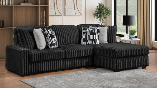 Puffy Corduroy Sectional Sofa with Chaise – Oversized Modern Deep Seat Couch