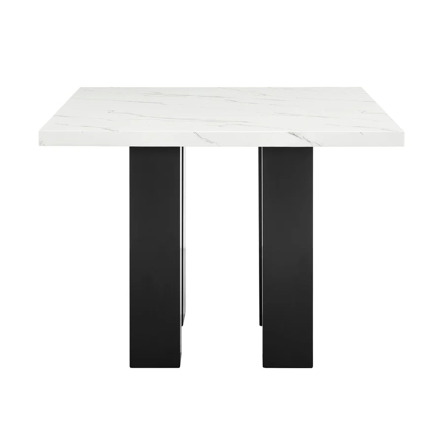 White table with black legs on a white background