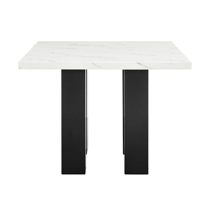 White table with black legs on a white background